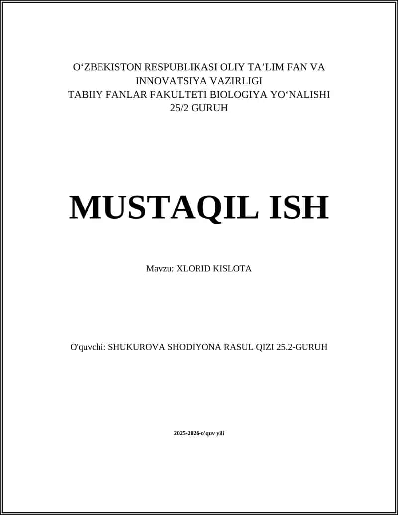 Xlorid kislota