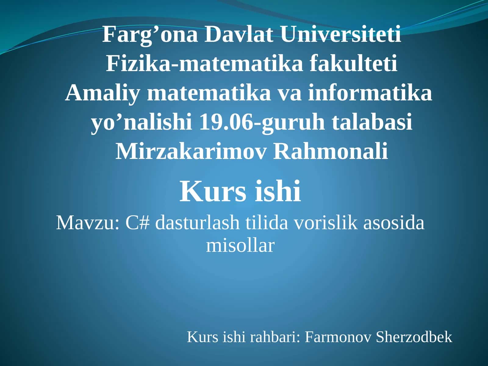 C#dasturlashtilidavorislikasosidamisollar