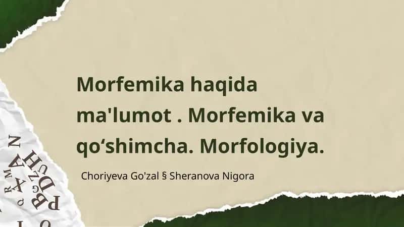 Morfemika va Morfologiya