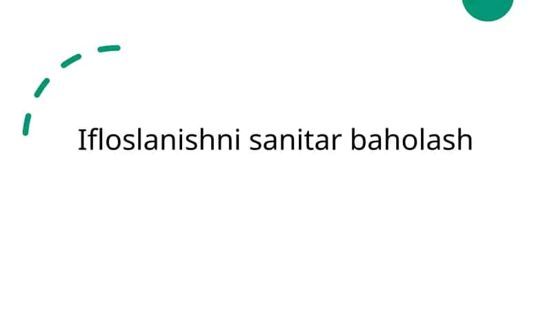 Ifloslanishni sanitar baholash