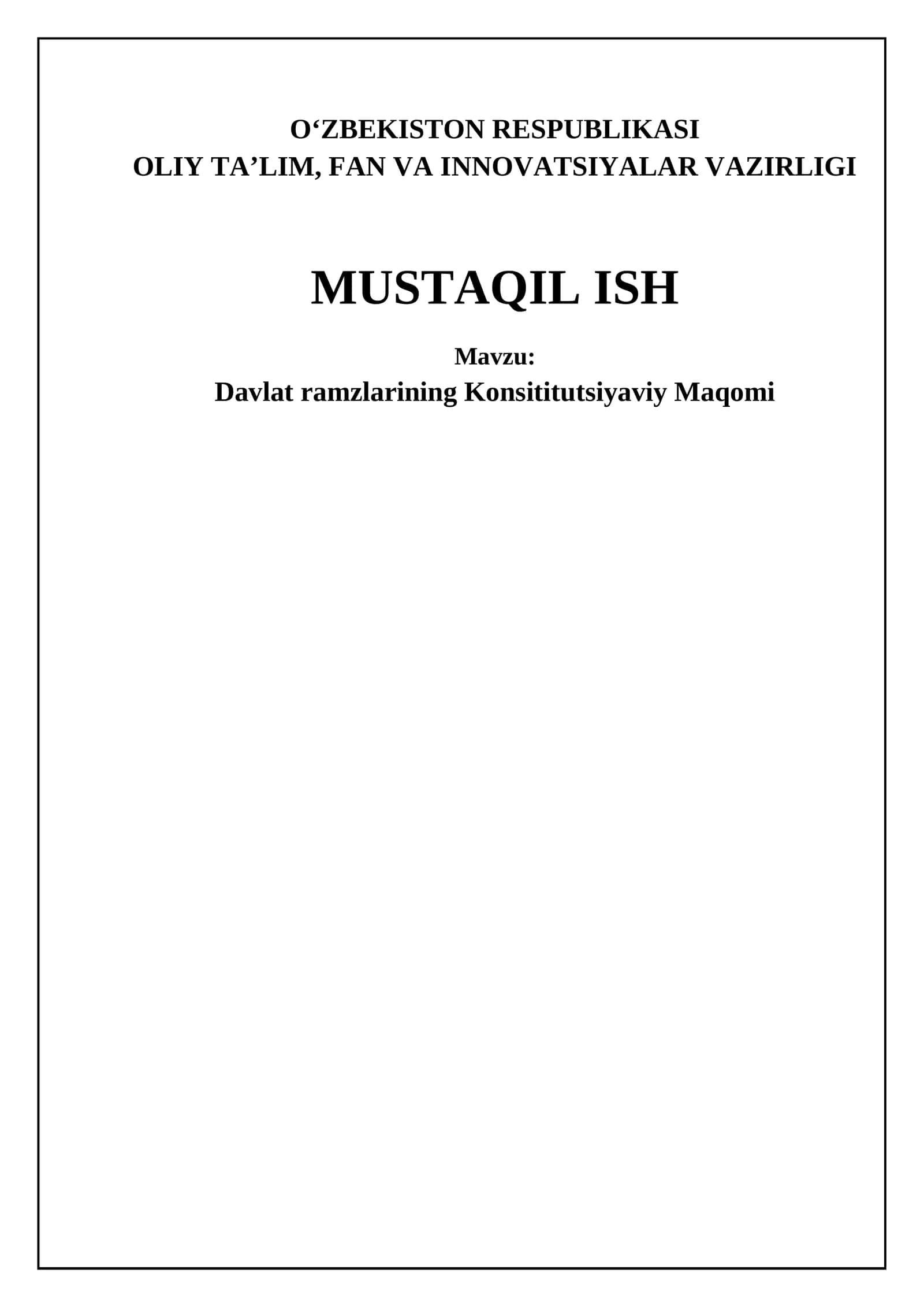 Davlat ramzlarining Konsititutsiyaviy Maqomi