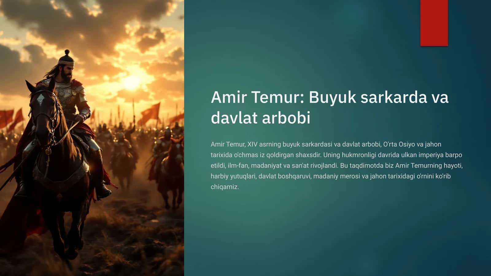 Amir Temur: Buyuk sarkarda va davlat arbobi