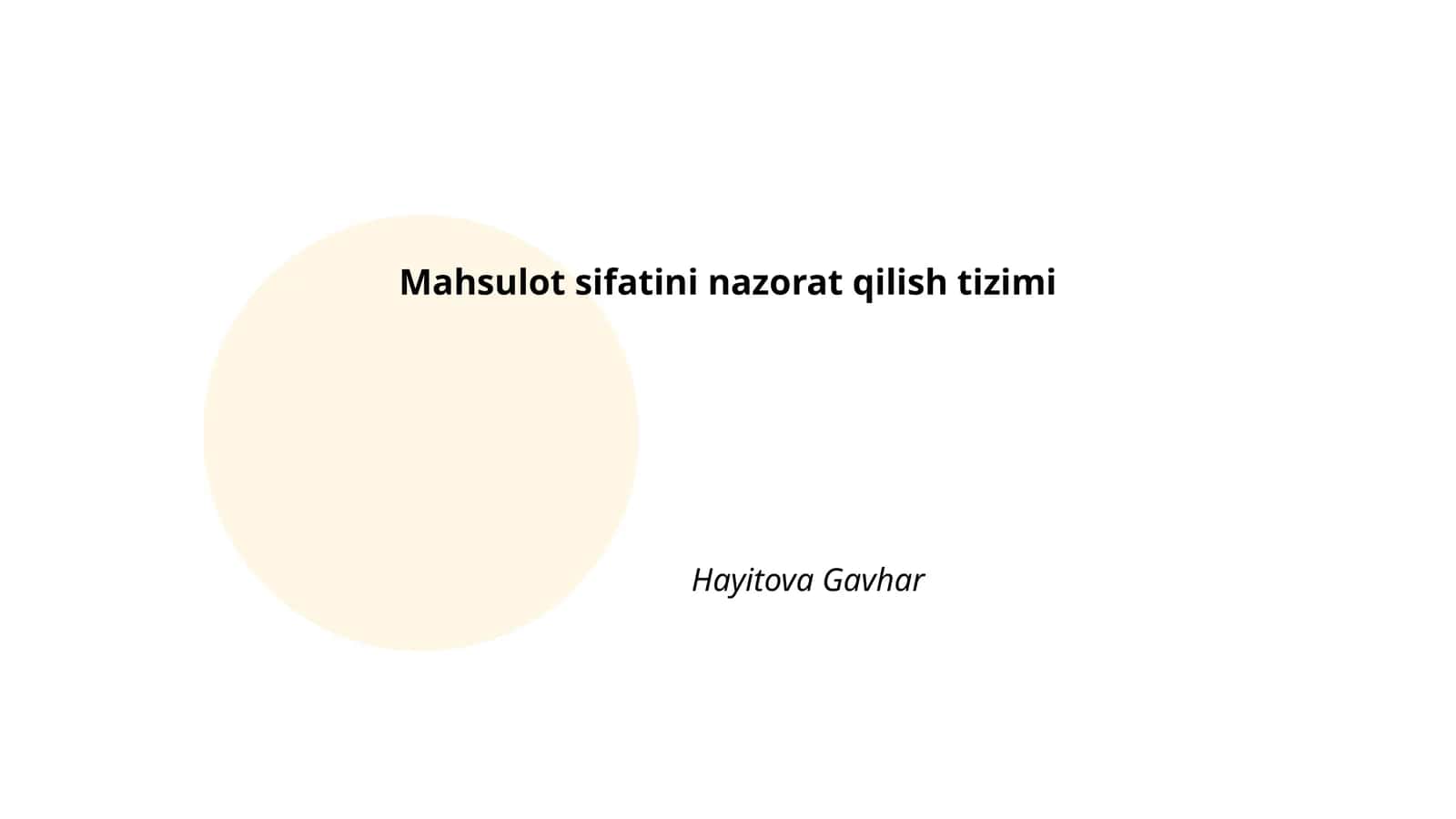 Mahsulot sifatini nazorat qilish tizimi