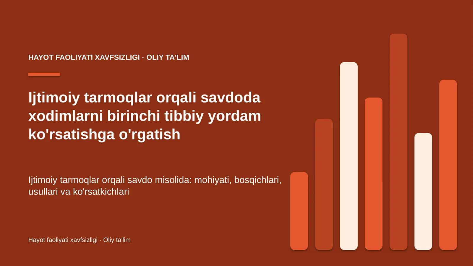 Ijtimoiy tarmoqlar orqali savdoda xodimlarni birinchi tibbiy yordam ko'rsatishga o'rgatish