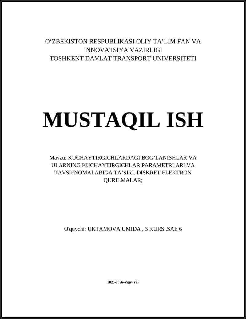 Bipolyar yoxlit tranzistor (BJT) umumiy emitter kuchaytirgichi