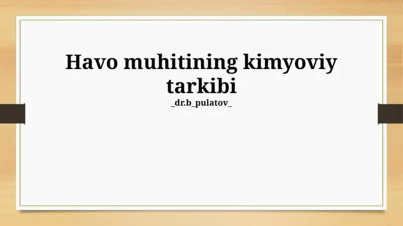 Havo muhitining kimyoviy tarkibi