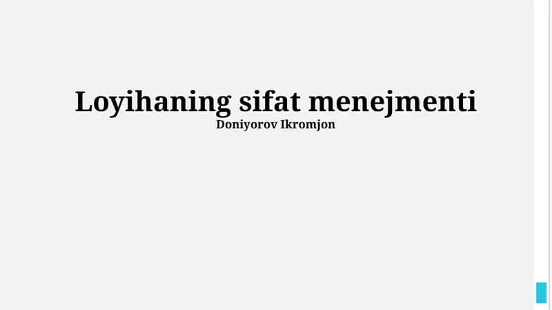 Loyihaning sifat menejmenti