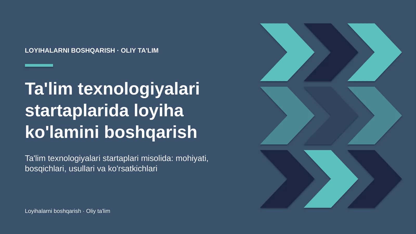 Ta'lim texnologiyalari startaplarida loyiha ko'lamini boshqarish