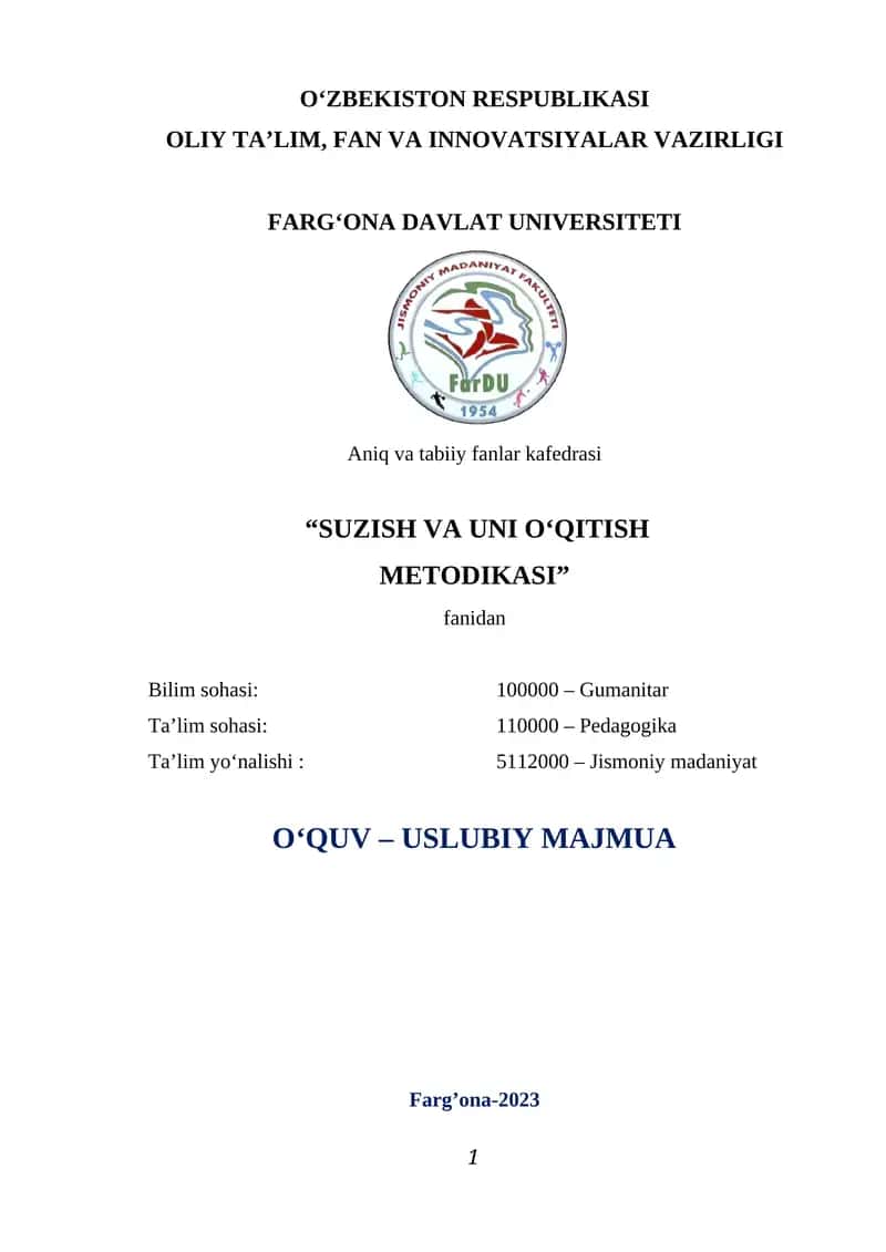 SUZISH VA UNI O‘QITISH METODIKASI