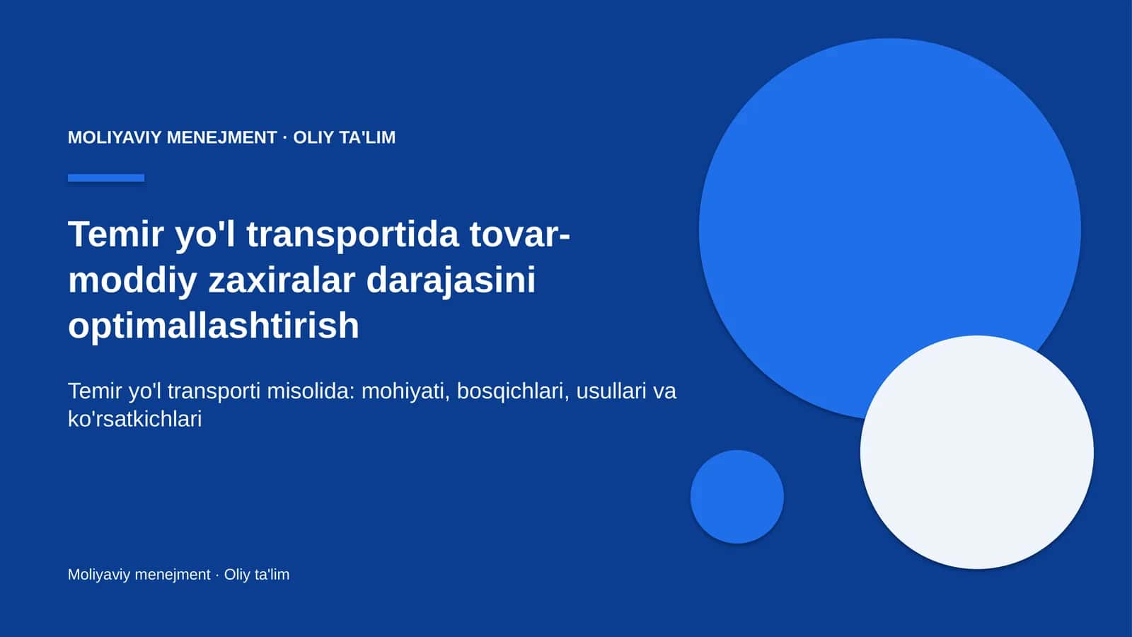 Temir yo'l transportida tovar-moddiy zaxiralar darajasini optimallashtirish