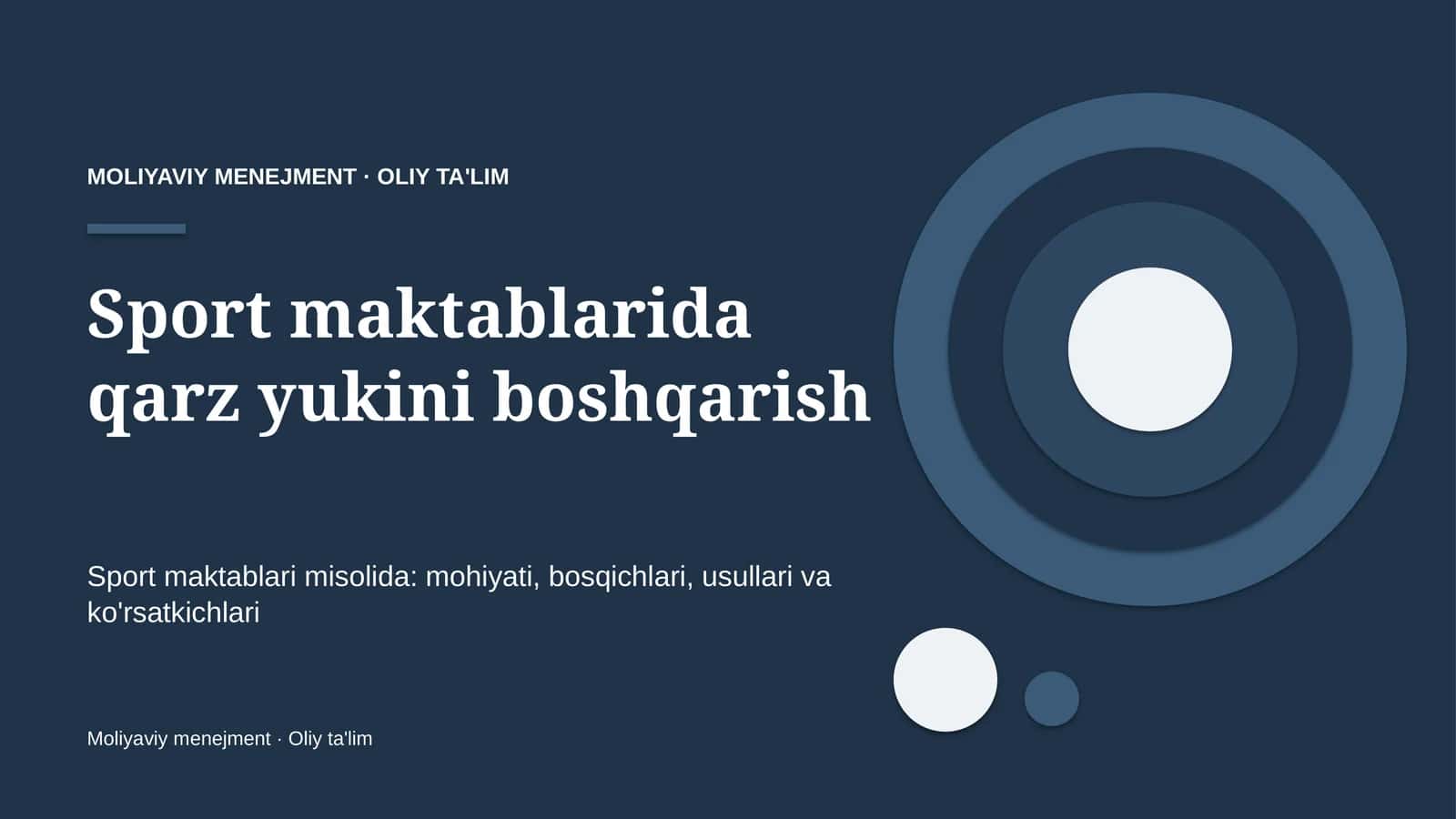 Sport maktablarida qarz yukini boshqarish