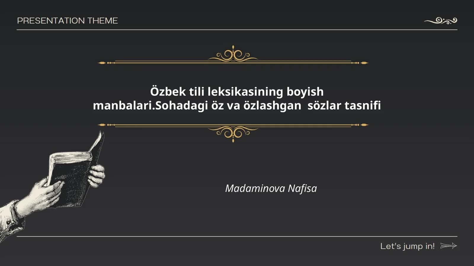 Özbek tili leksikasining boyish manbalari.Sohadagi öz va özlashgan sözlar tasnifi