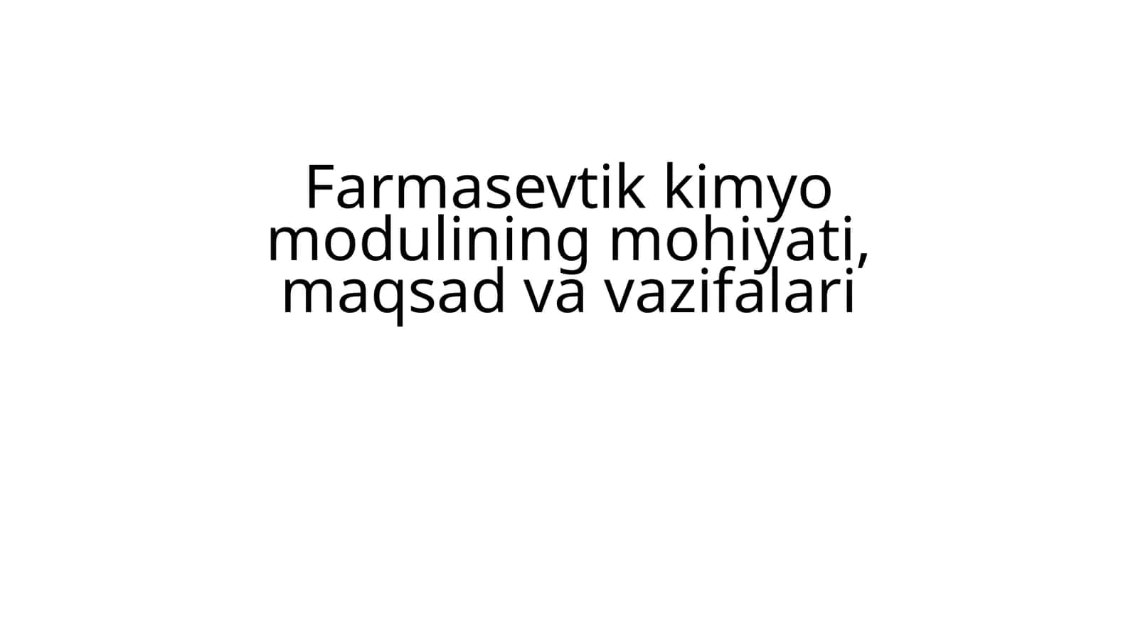 Farmasevtik kimyo moduli