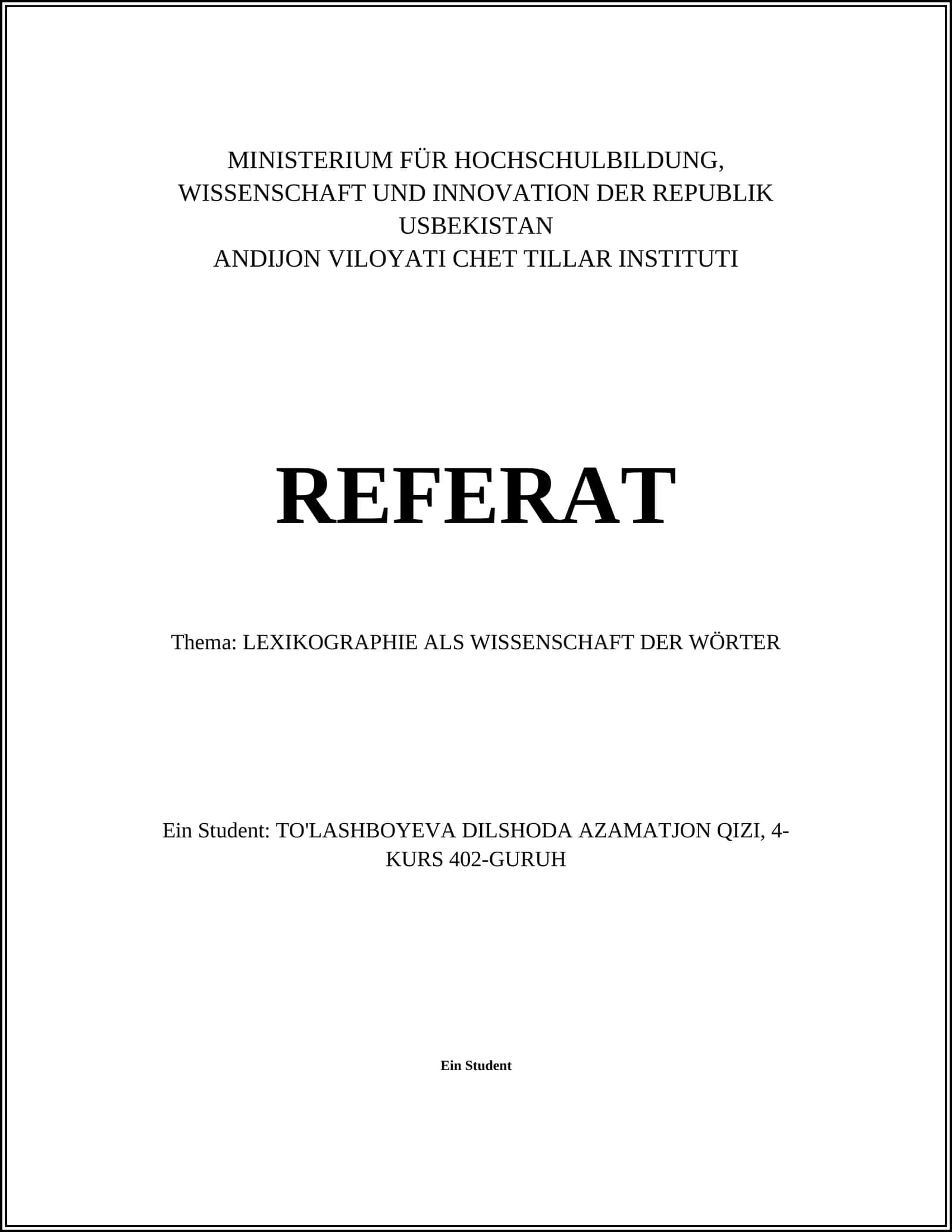 LEXIKOGRAFIYA SÖ'ZLAR ILMANINGDIR