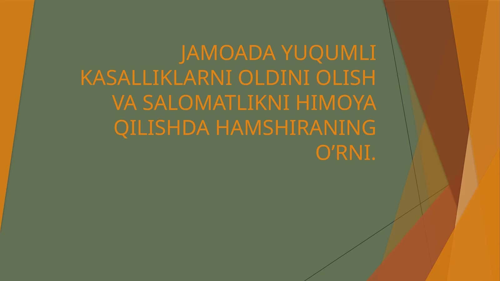 Yuqumlikasalliklar tibbiyot shifobaxshindagi hamshira