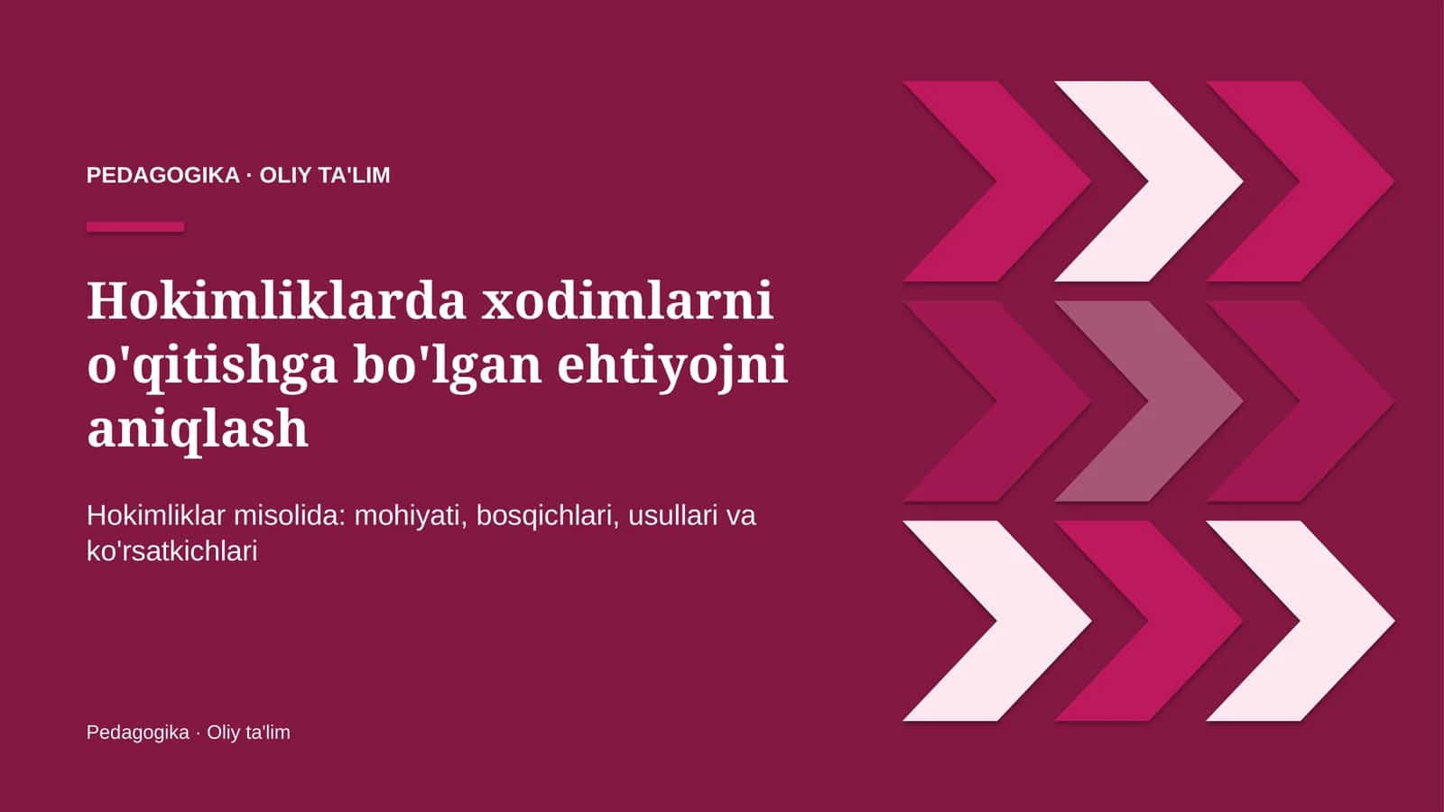 Hokimliklarda xodimlarni o'qitishga bo'lgan ehtiyojni aniqlash