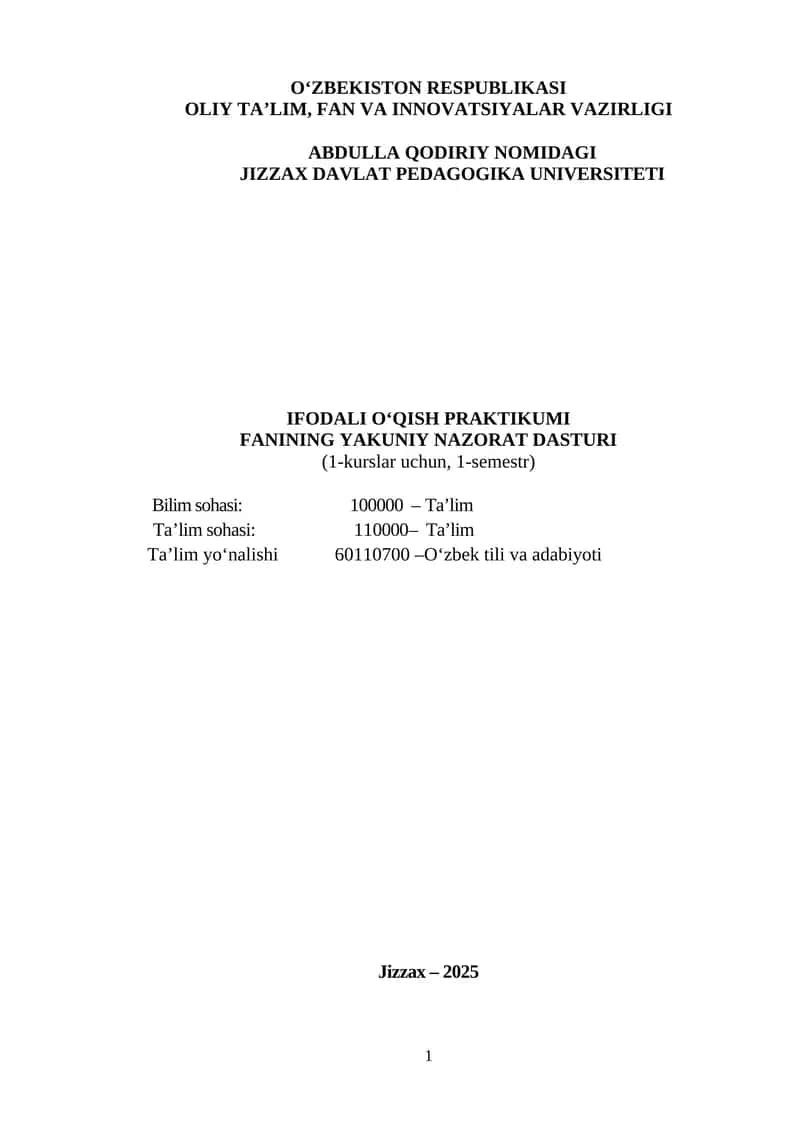 IFODALI О‘QISH PRAKTIKUMI
