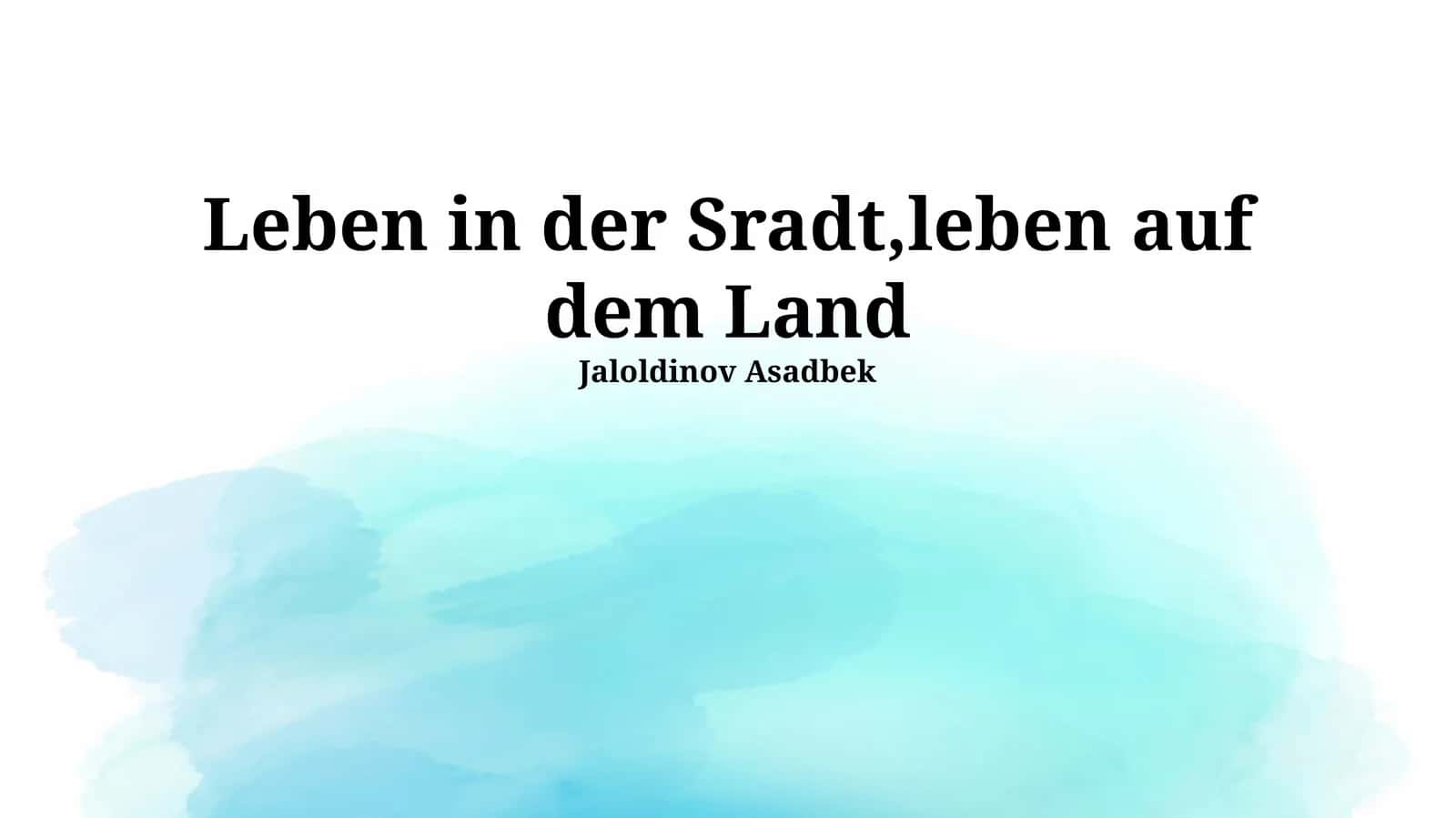 Leben in der Stadt, Leben auf dem Land