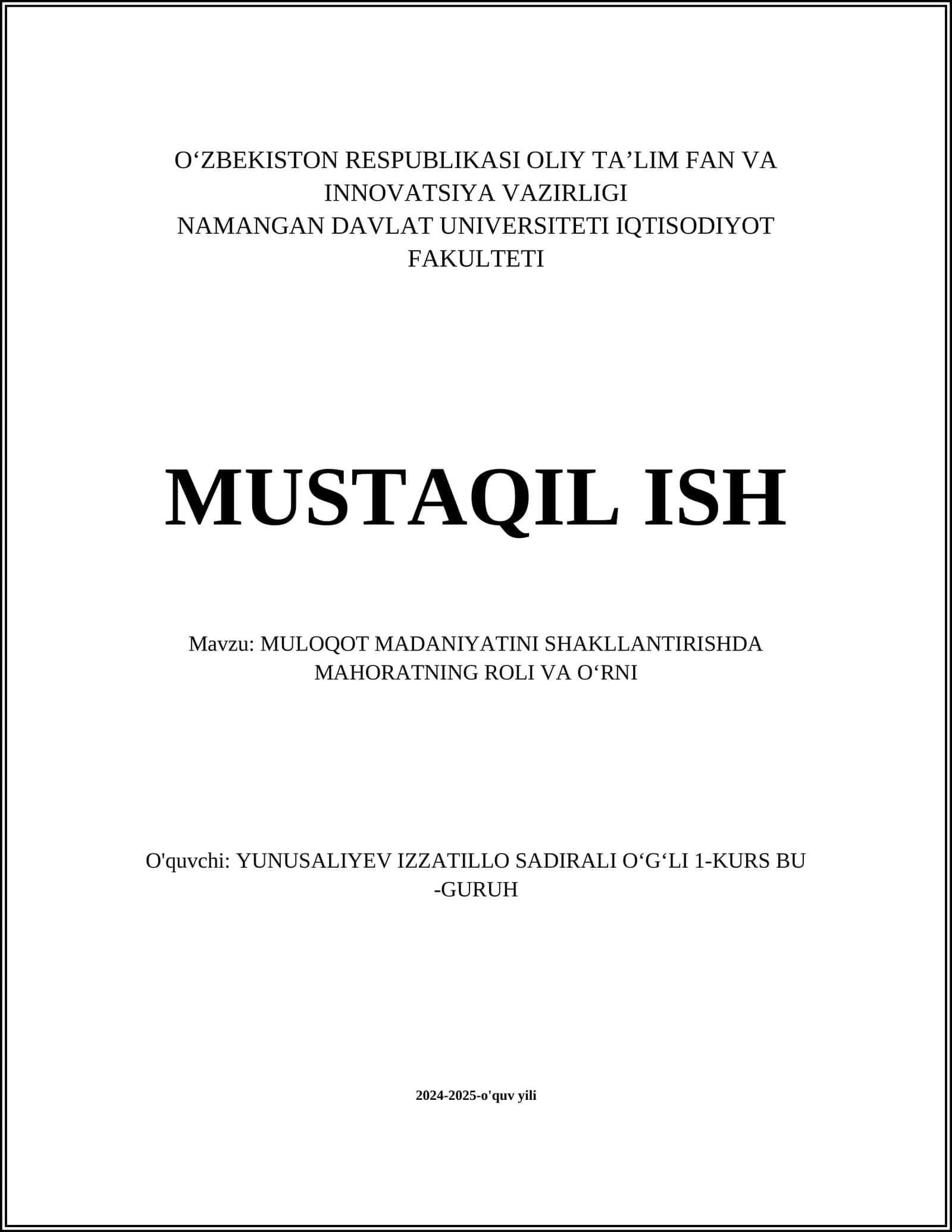 Muloqot madaniyatining asoslari