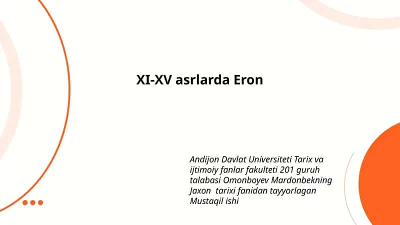 Jaxon tarixi fanidan tayyorlagan Mustaqil ishi