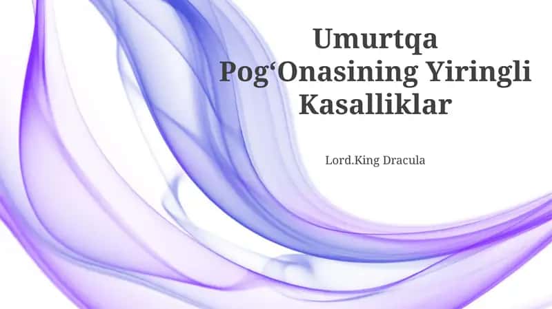Umurtqa Pog‘Onasining Yiringli Kasalliklar