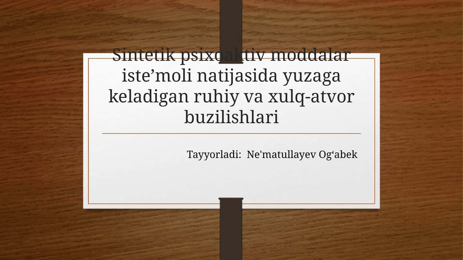 Sintetik psixoaktiv moddalar iste’mol inson salomatligi uchun jiddiy muammolarni hisoblash