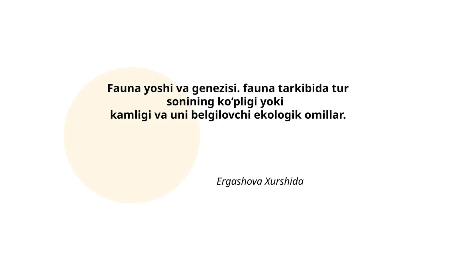 Fauna yoshi va genezisi