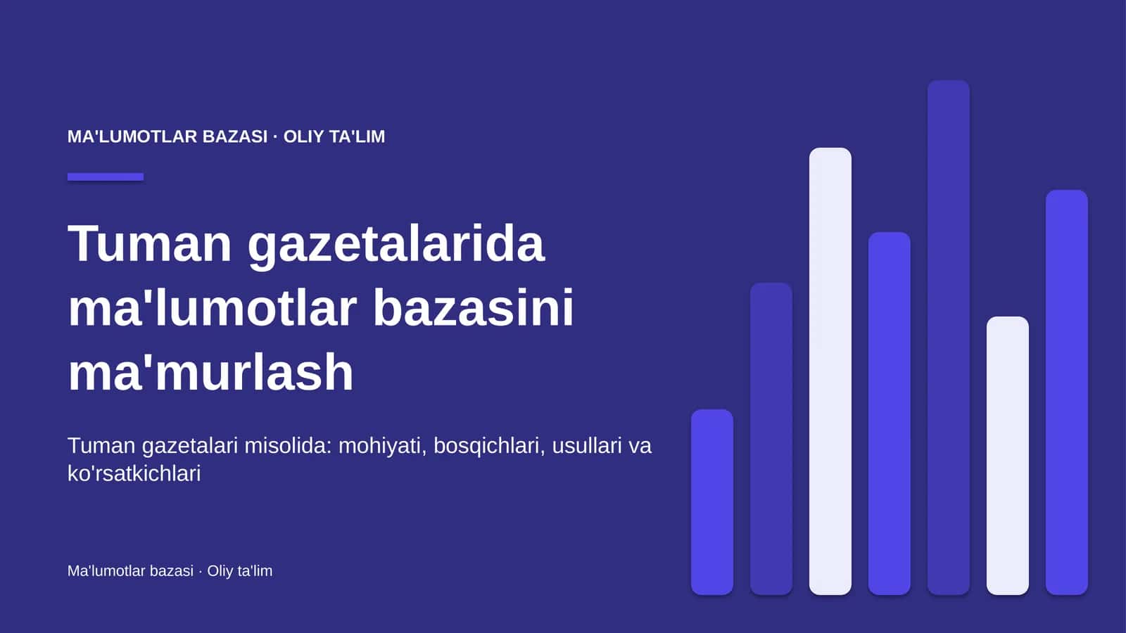 Tuman gazetalarida ma'lumotlar bazasini ma'murlash
