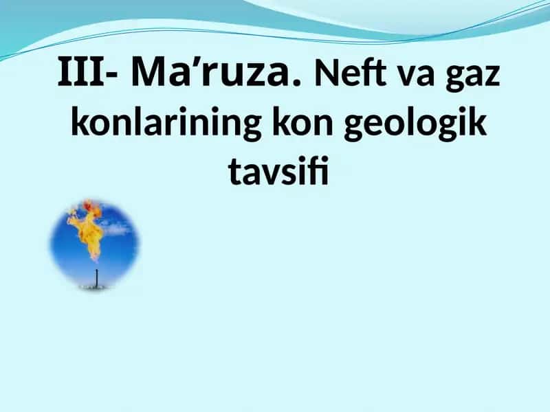 Neft va gaz konlarining kon geologik tavsifi