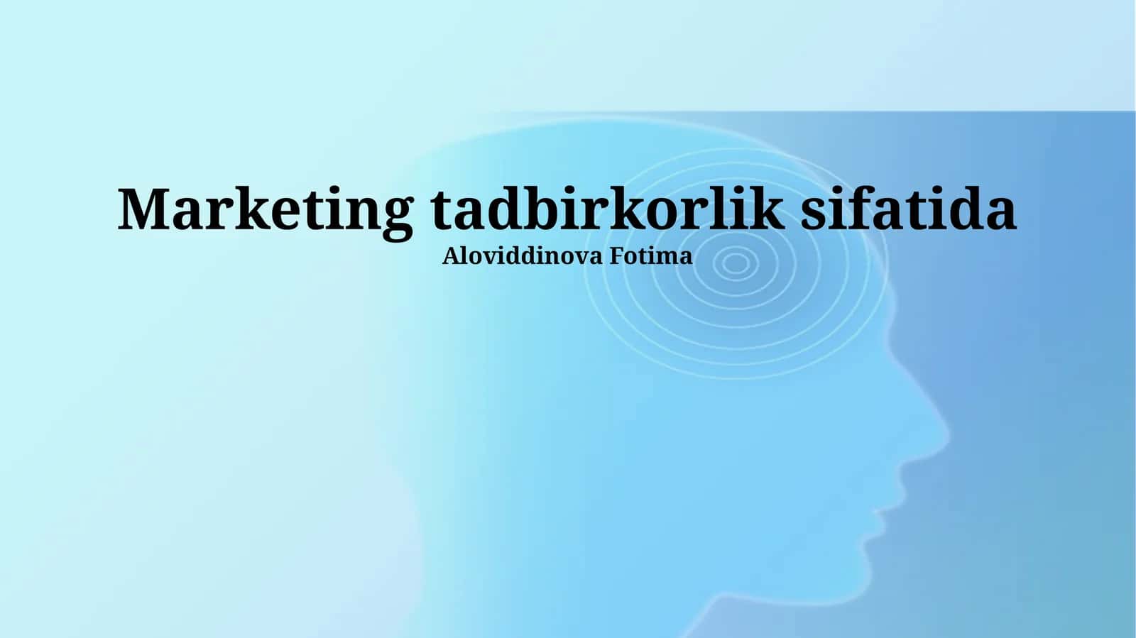 Marketing Tadbirkorlik Sifatida