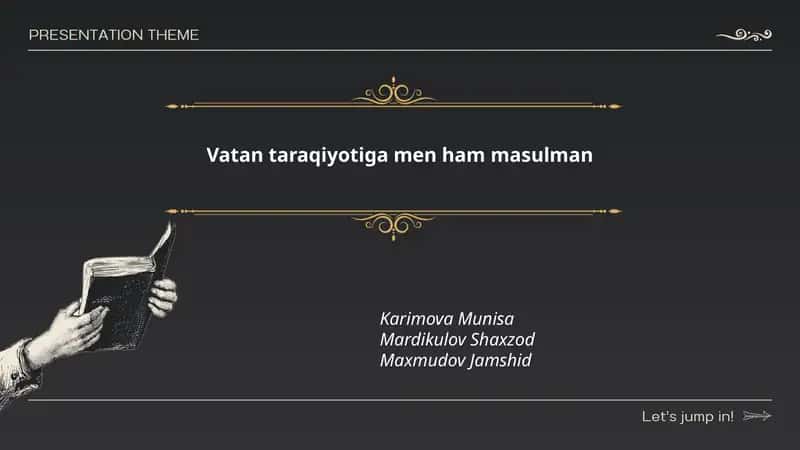 Vatan taraqiyotiga men ham masulman