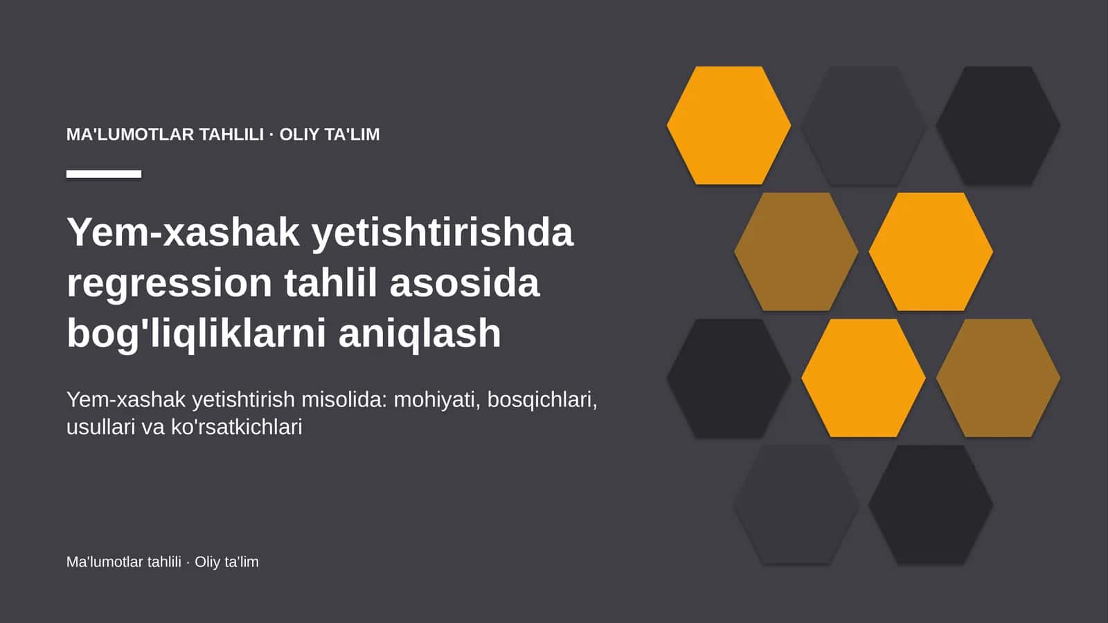 Yem-xashak yetishtirishda regression tahlil asosida bog'liqliklarni aniqlash