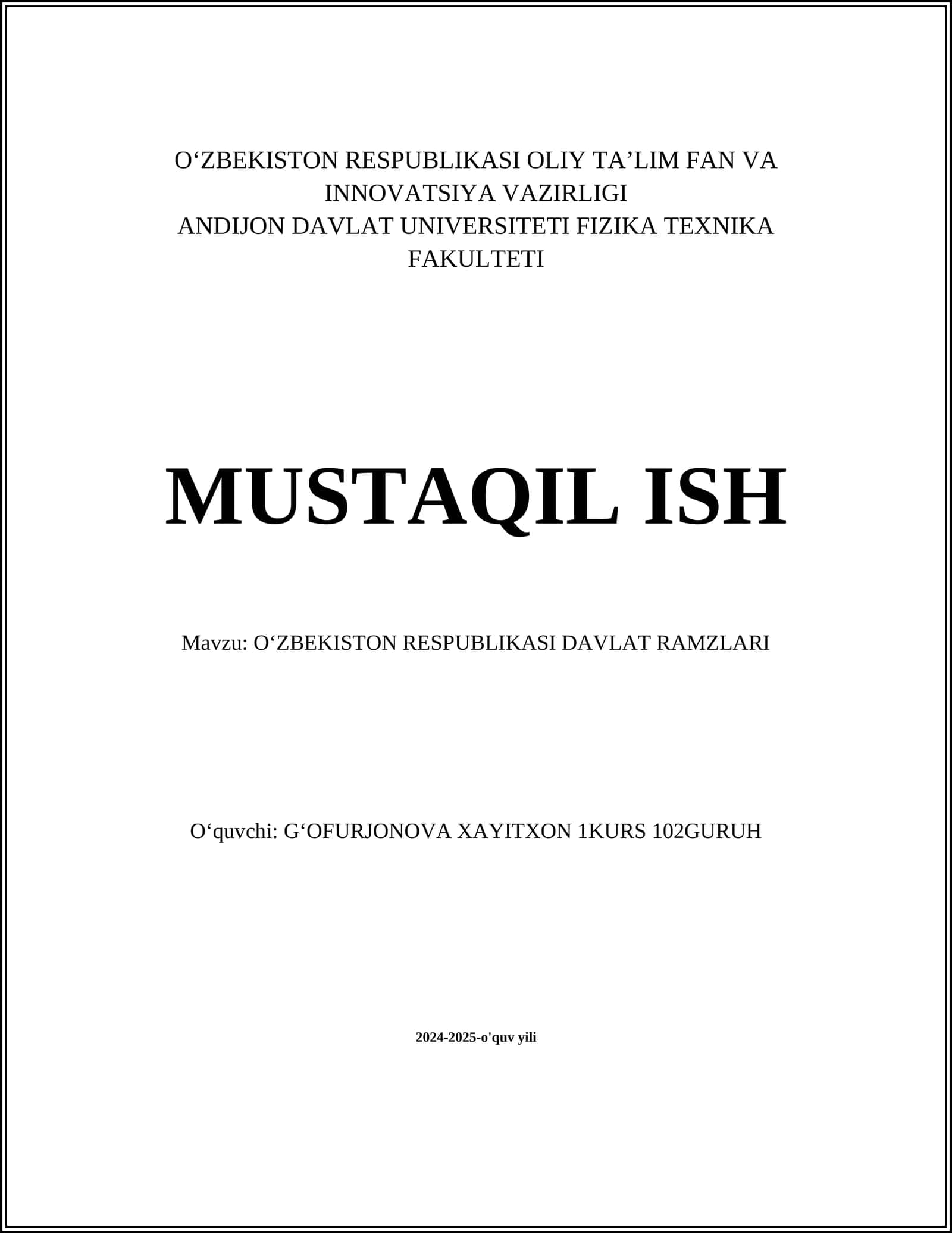 Oʻzbekiston Respublikasi Davlat Ramzlari