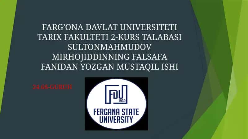 Mavzu:MENING HAYOT FALSAFAM