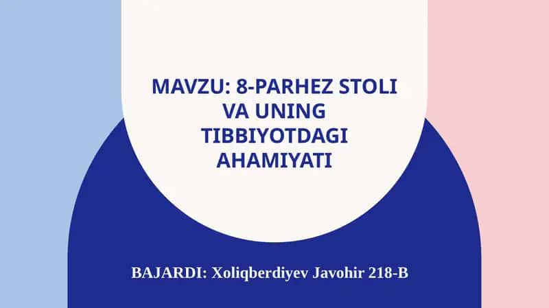 8-parhez stoli va uning tibbiyotdagi oʻrni