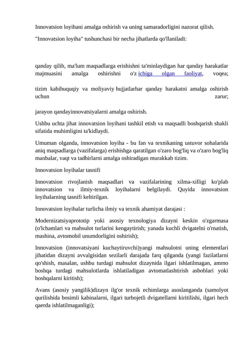 Innovatsion loyihalar