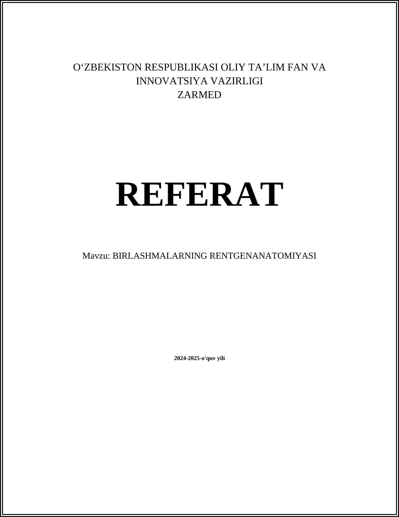 BIRLASHMALARNING RENTGENANATOMIYASI