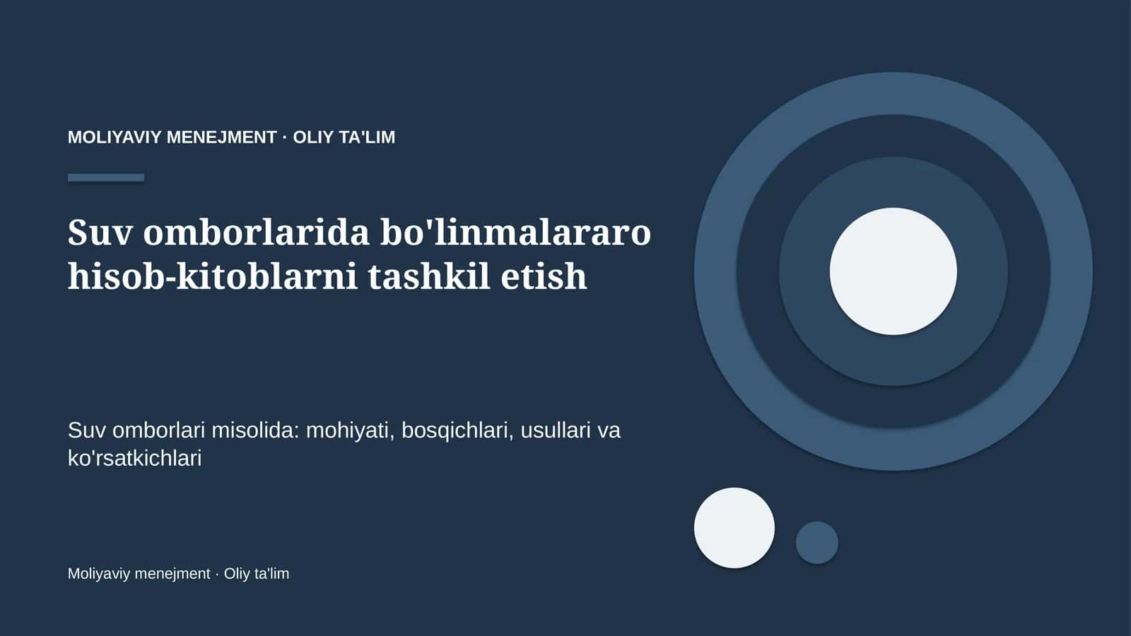 Suv omborlarida bo'linmalararo hisob-kitoblarni tashkil etish