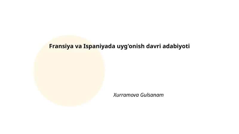 Fransiya va Ispaniyada uyg'onish davri adabiyoti