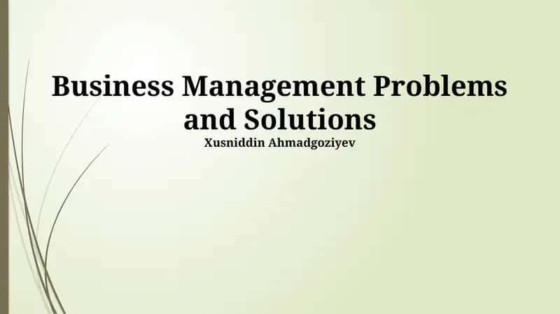 Business Management Problems and Solutions