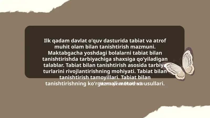 Tabiat bilan tanishtirishning metodlari