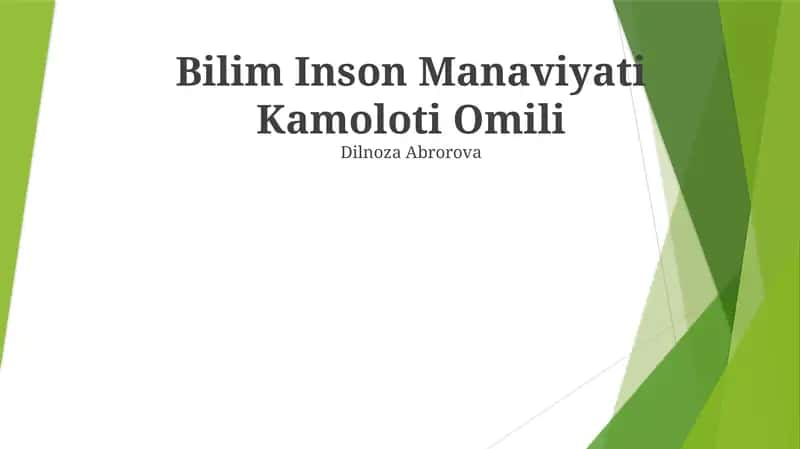 Bilim Inson Manaviyati Kamoloti Omili