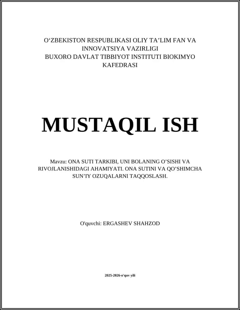 ONA SUTINING KIMYOVIY TARKIBI