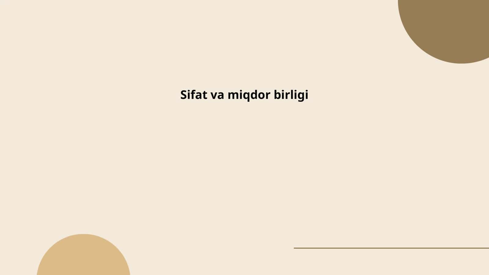 Sifat va miqdor birligi