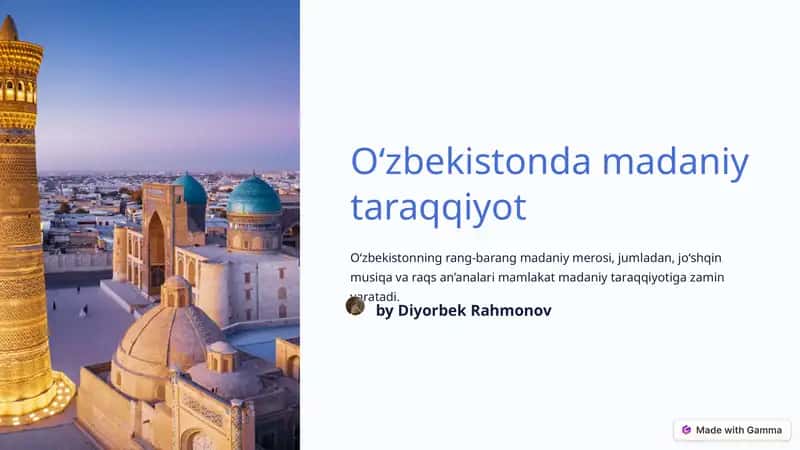 O‘zbekistonda madaniy taraqqiyot