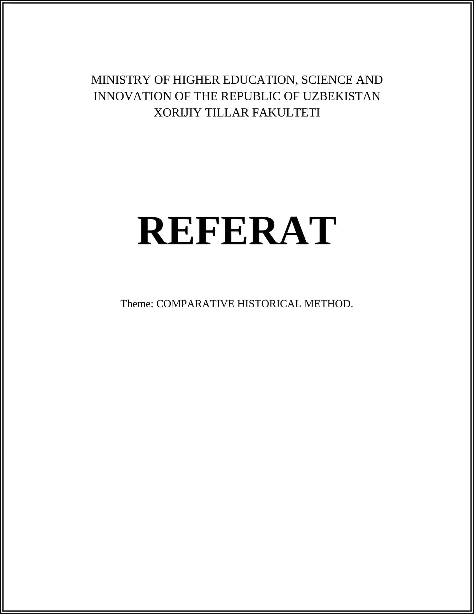 XORIJIY TILLAR FAKULTETI REFERAT