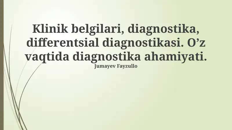 Klinik belgilari va tashxis
