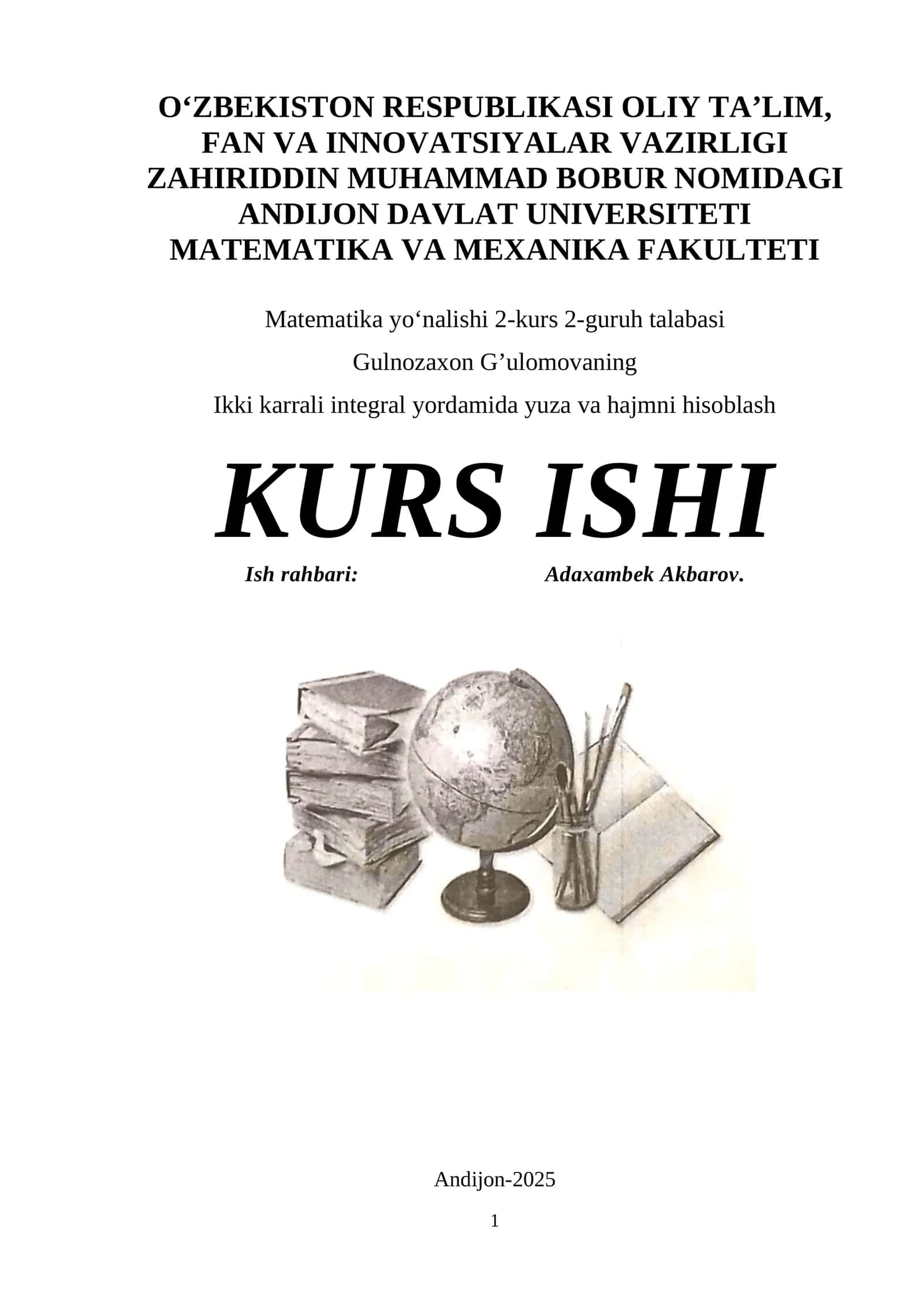 Ikki karrali integral yordamida yuza va hajmni hisoblash