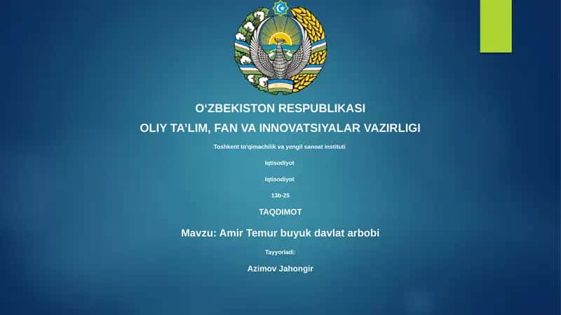 Amir Temur buyuk davlat arbobi