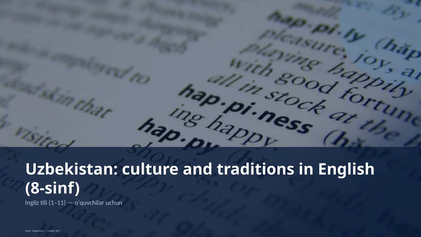 Uzbekistan: culture and traditions in English (8-sinf)